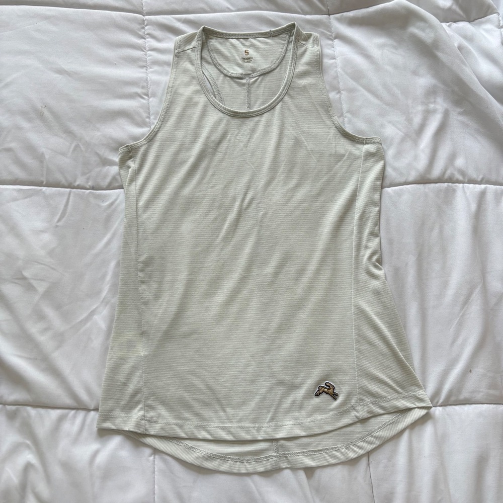 Tracksmith Tank Top Womens Small Gray Striped Racerback Running Activewearβ